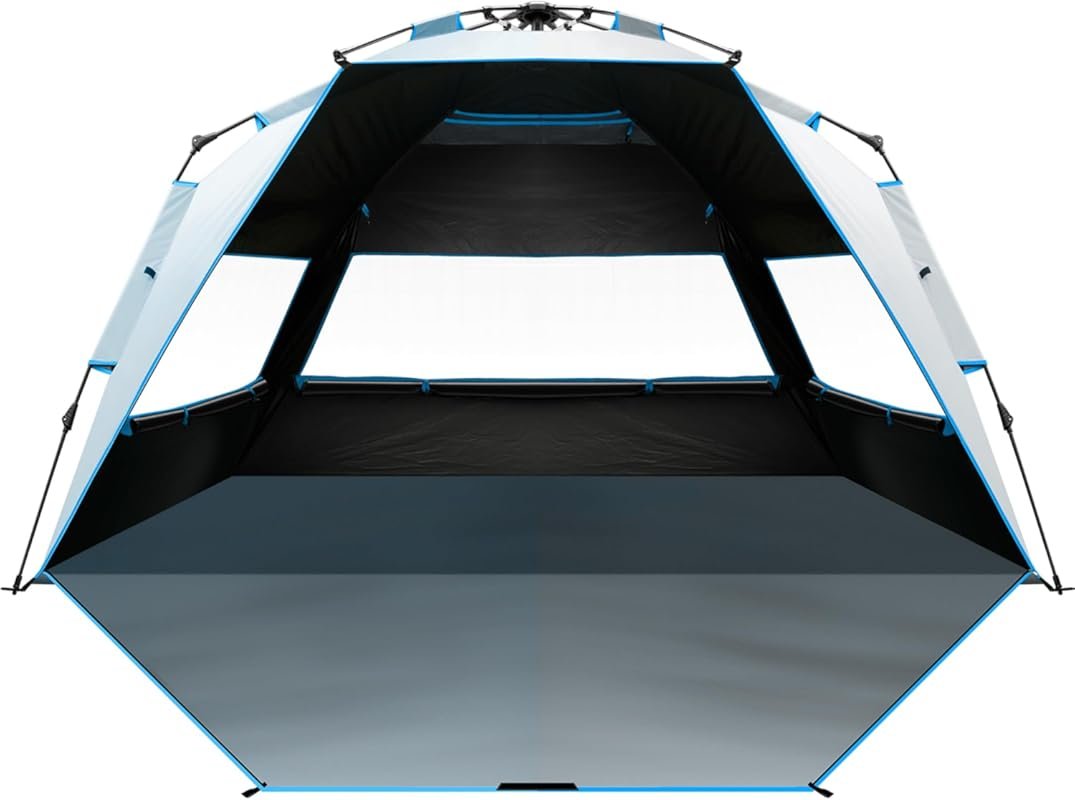 OutdoorMaster Beach Tent 4 Person - Dark Shelter Pop Up Sun Shade with