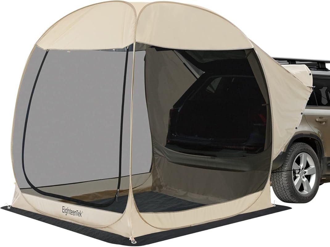EighteenTek SUV Car Camping Tent with Sunshade Sail & Accessories