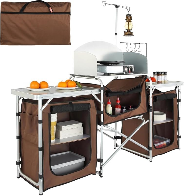 VEVOR Folding Camping Kitchen Table: Portable Outdoor Aluminum Cook St