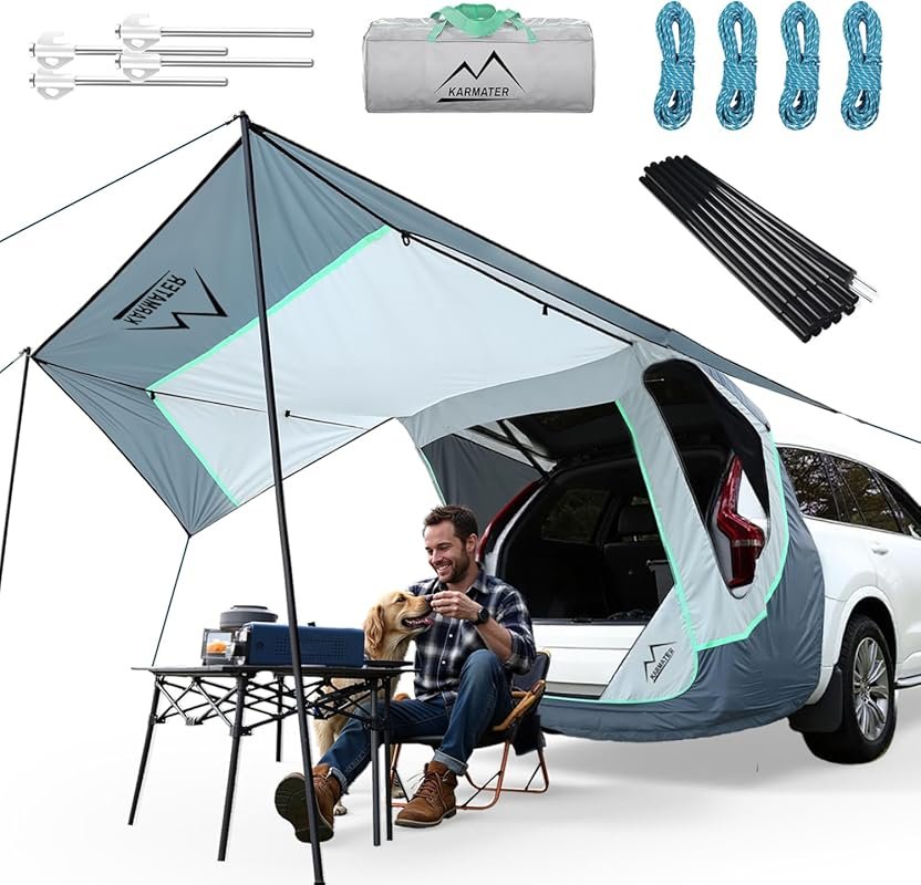 SUV Tailgate Tent with Awning, Mosquito Net, and Windproof Design for 