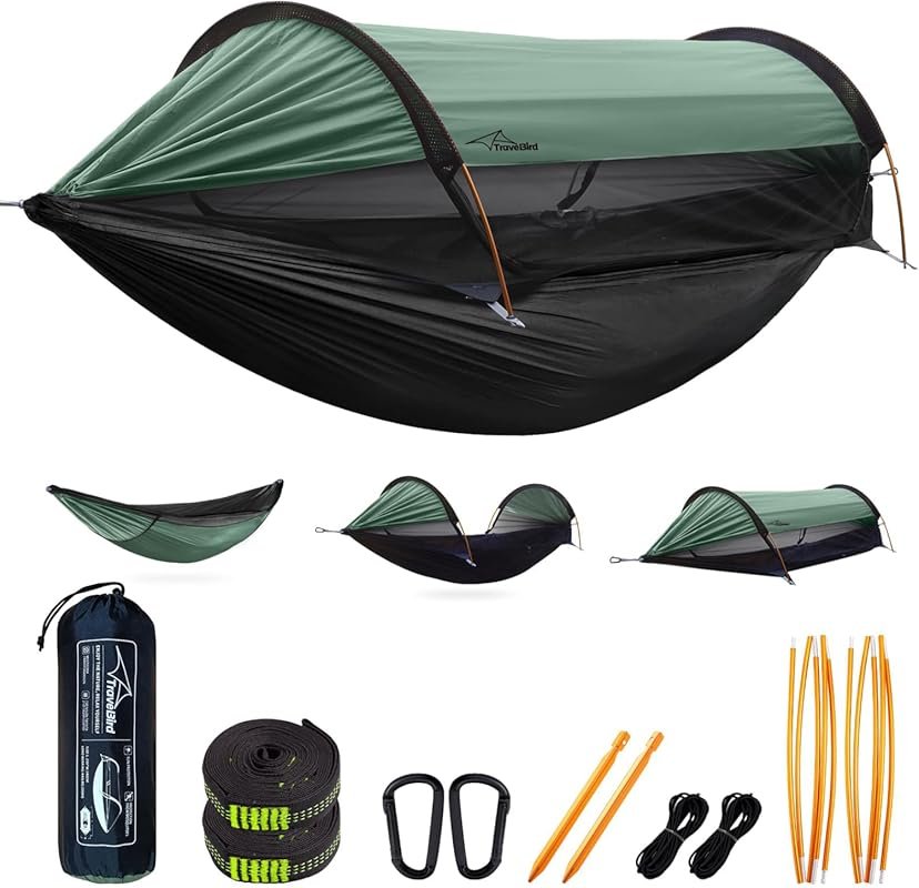 Extra Large 2-Person Camping Hammock Tent: Mosquito Net, Sunshade, Lig
