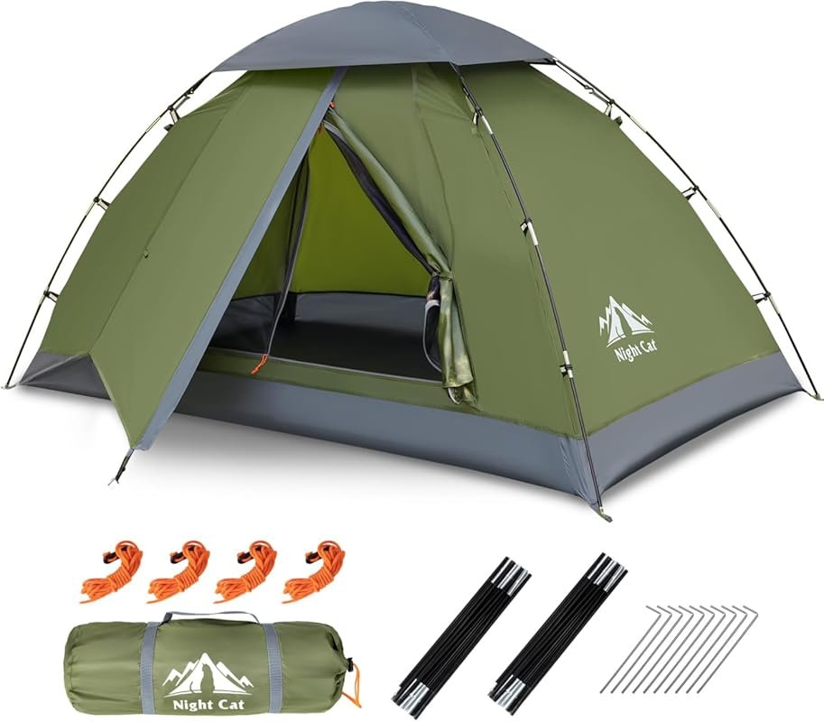 Night Cat Upgraded 1-2 Person Backpacking Tent: Easy Clip Setup, Heavy