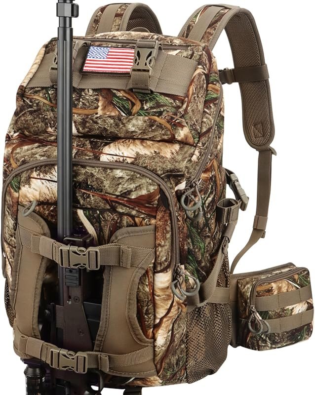 Outdoor Hunting Backpack for Men with Rifle Holder, Waterproof Rain Co