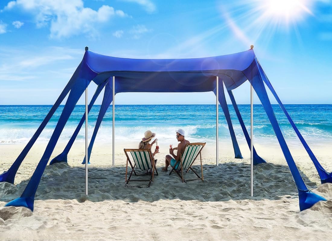 10x10ft Beach Tent Canopy Sun Shade, UPF50+ UV Protection, Pop Up Shel