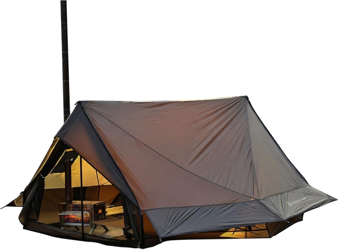 4 Season Hot Tent for 1-4 People, Waterproof & Windproof Shelter, Ligh