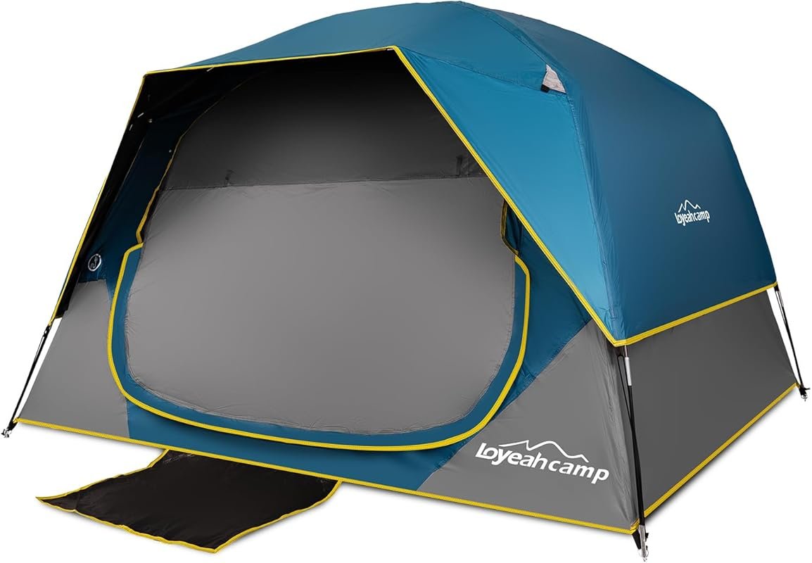 4 Person Blackout Camping Tent: Easy Setup Waterproof Family Dome for