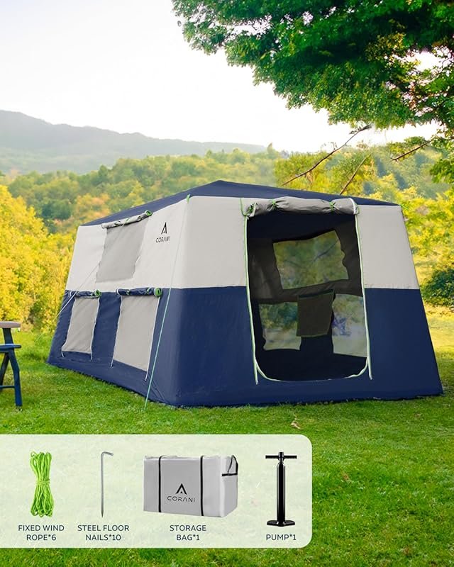 Portable Inflatable Camping Tent for 6-10 Persons
