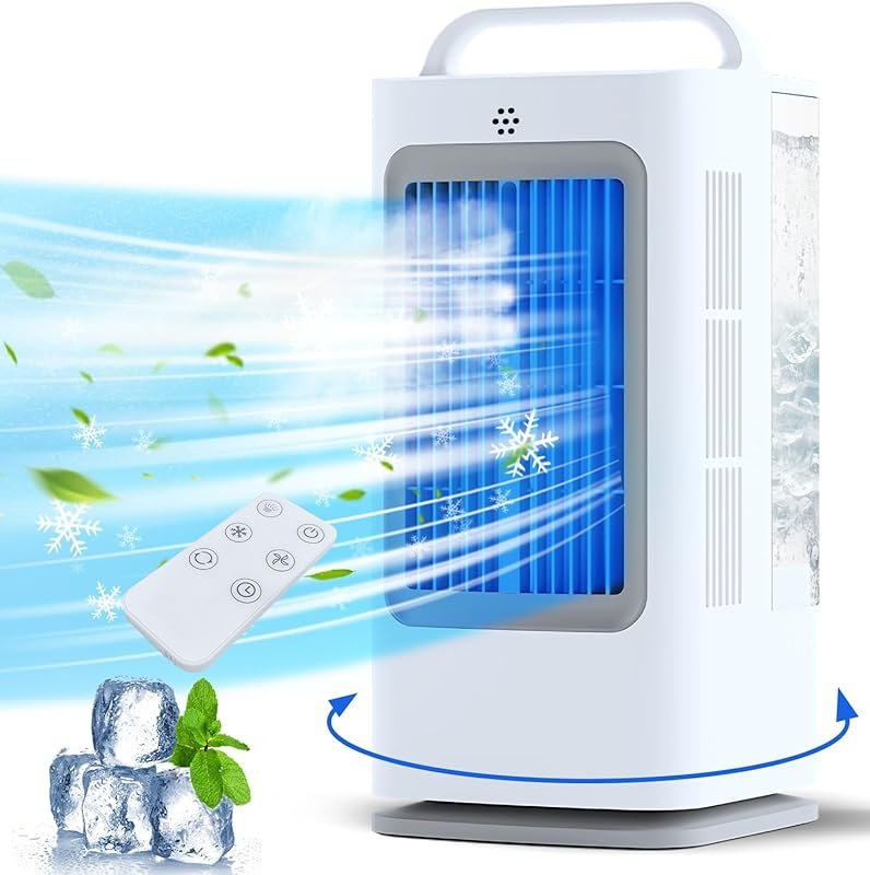 1700ml Portable Evaporative Air Cooler: Mini AC with 120° Oscillation,