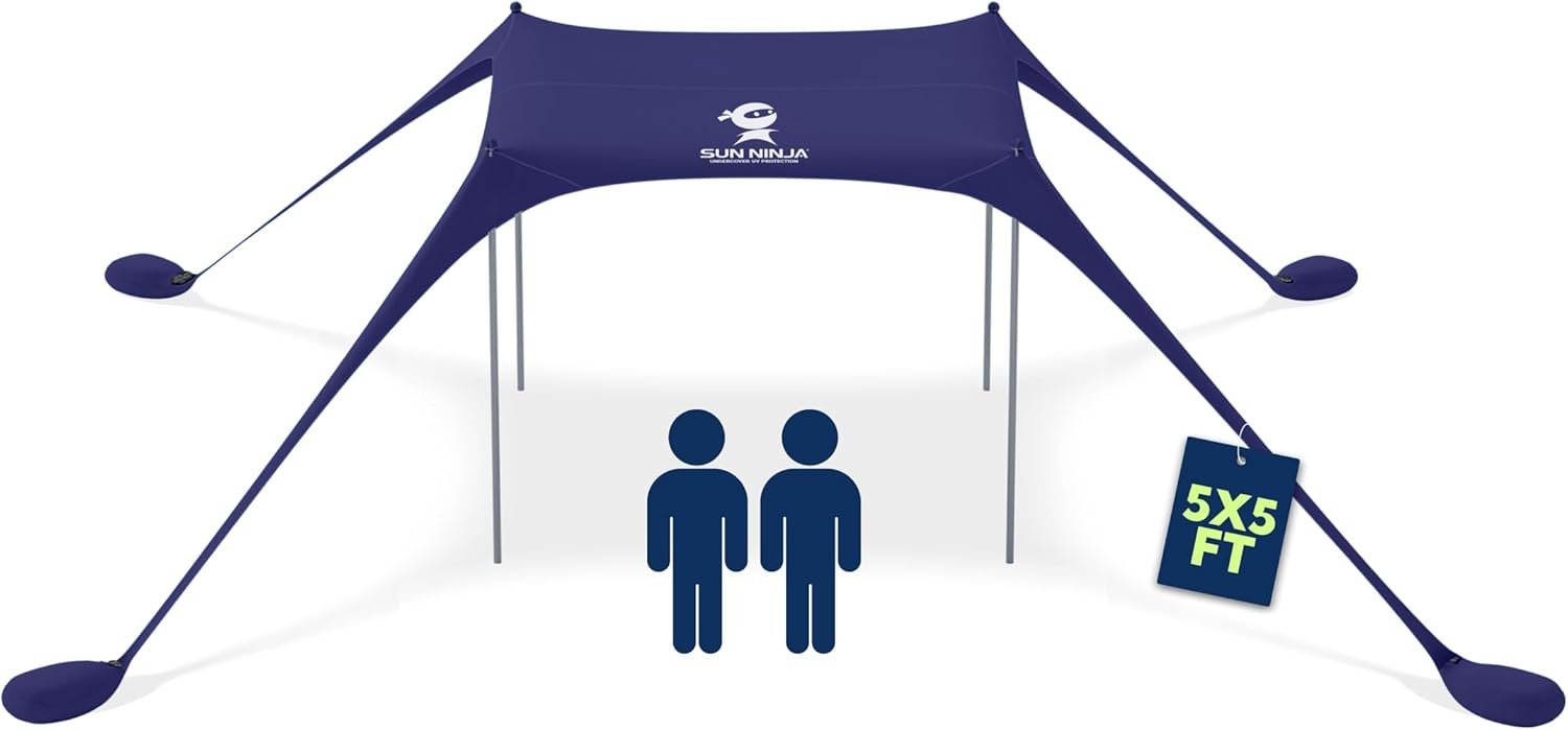 Sun Ninja UPF 50+ Easy Pop Up Beach Tent Sun Shelter for Outdoor Shade