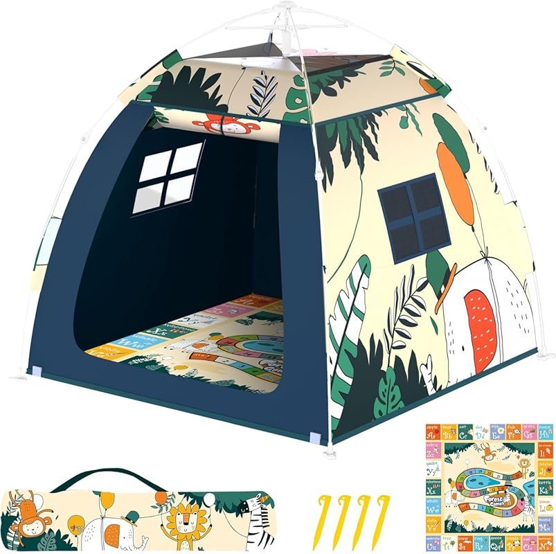 Outdoor Multi-Purpose Toddler Play House with Tunnel and Pop-Up Tent