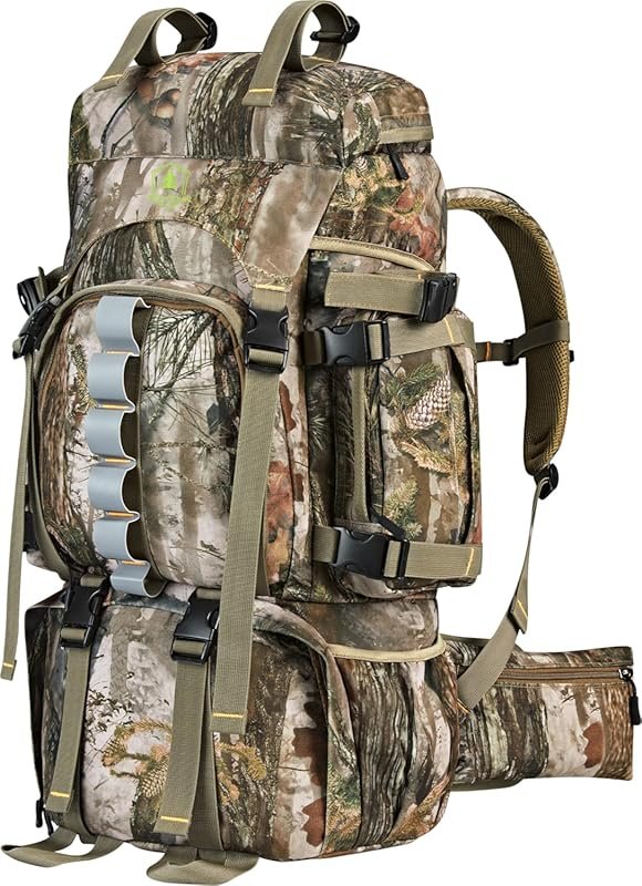 60/80L Camo Hunting Backpack for Men, Waterproof with Rain Cover, Dura