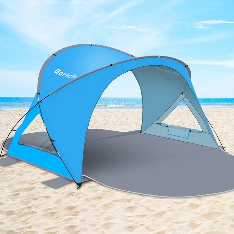 Gorich UPF50+ Beach Tent Sun Shelter with Zippered Doors, 1-7 Person