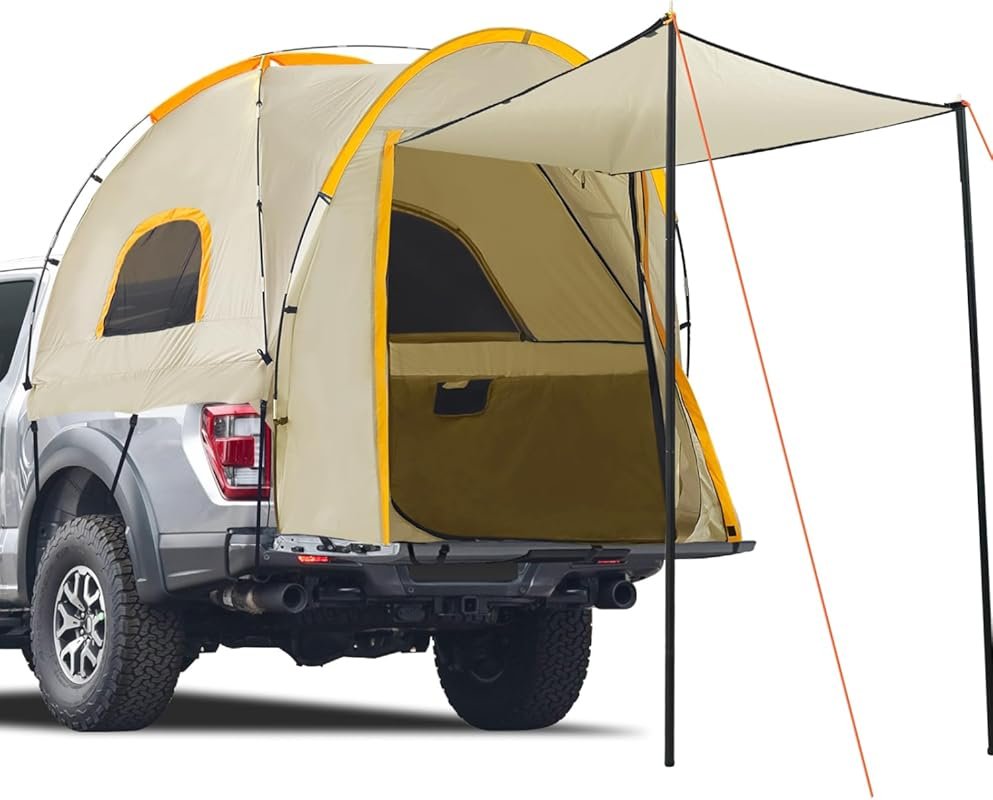 Waterproof PU5000mm Oxford Truck Tent with Awning for 5.5-6.3 FT Truck