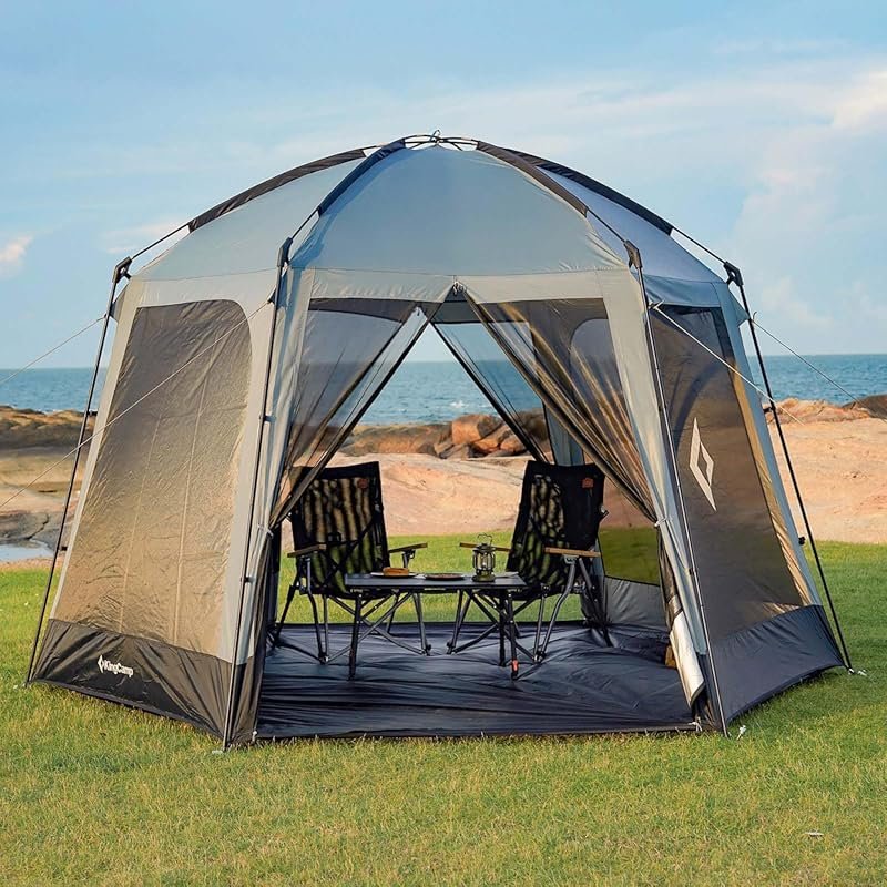 KingCamp 12'x12' Screen Tent for 6-8 Person with Detachable Sunshade
