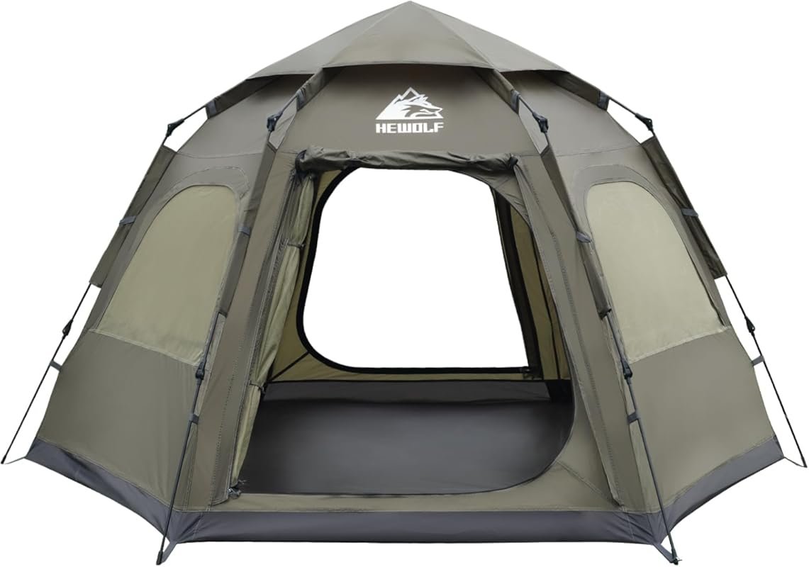Hewolf 2/3/4 Person Instant Pop Up Camping Tent: Waterproof, Easy Setu