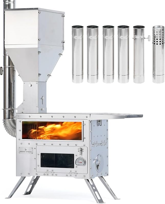 Greenstovehori 5 Portable Wood Pellet Stove with Oven for Outdoor Cook