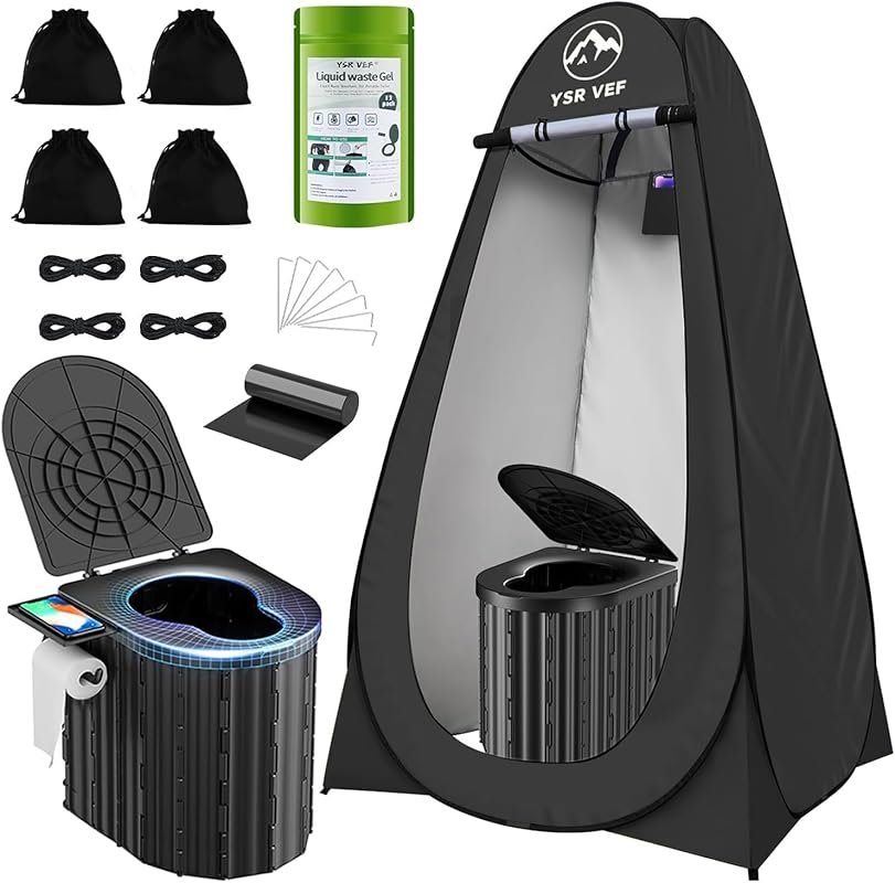Camping Toilet with Pop-Up Privacy Tent: Portable Ergonomic Potty for