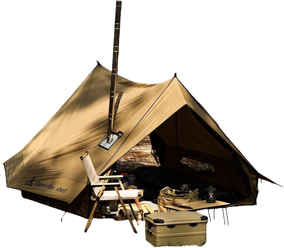 4 Season Hot Tent with Stove Jack - Waterproof & Windproof Shelter for