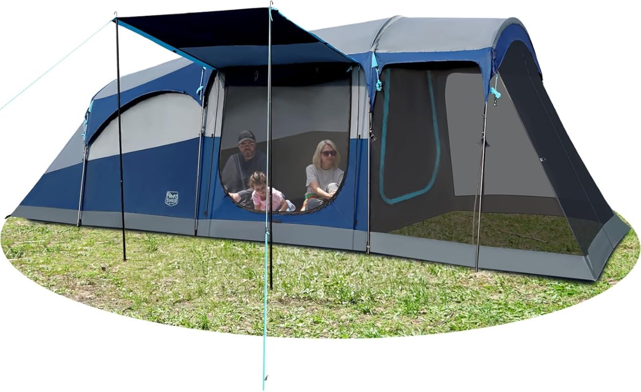 TIMBER RIDGE 8 Person Family Tunnel Tent: Large Waterproof, Screen Roo