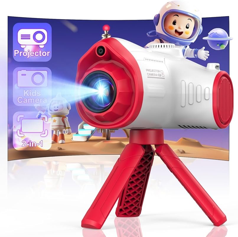Red Kids Camera with Projector: 48MP Digital Camera for Kids with 1080