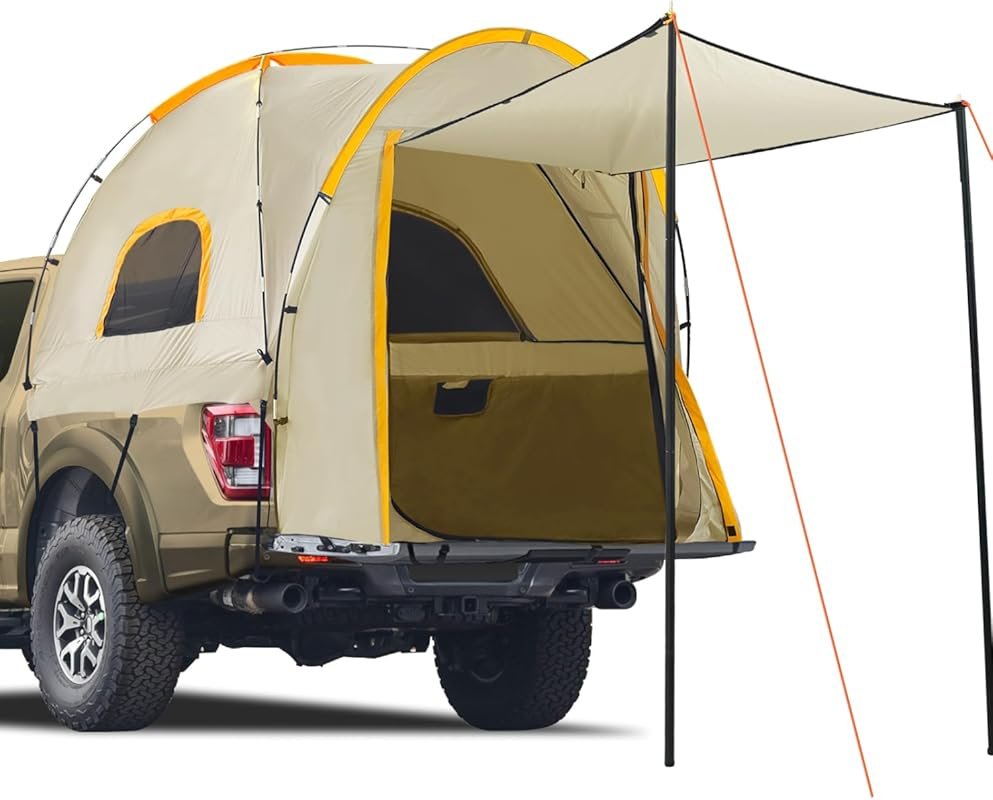 Waterproof Oxford Truck Bed Tent with Awning: For 5-5.2 FT Beds, Campi
