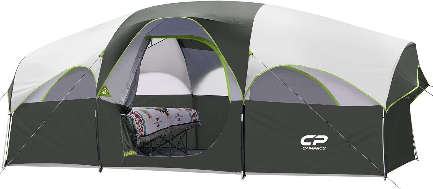 CAMPROS CP 8 Person Family Camping Tent - Weather Resistant with 5 Mes