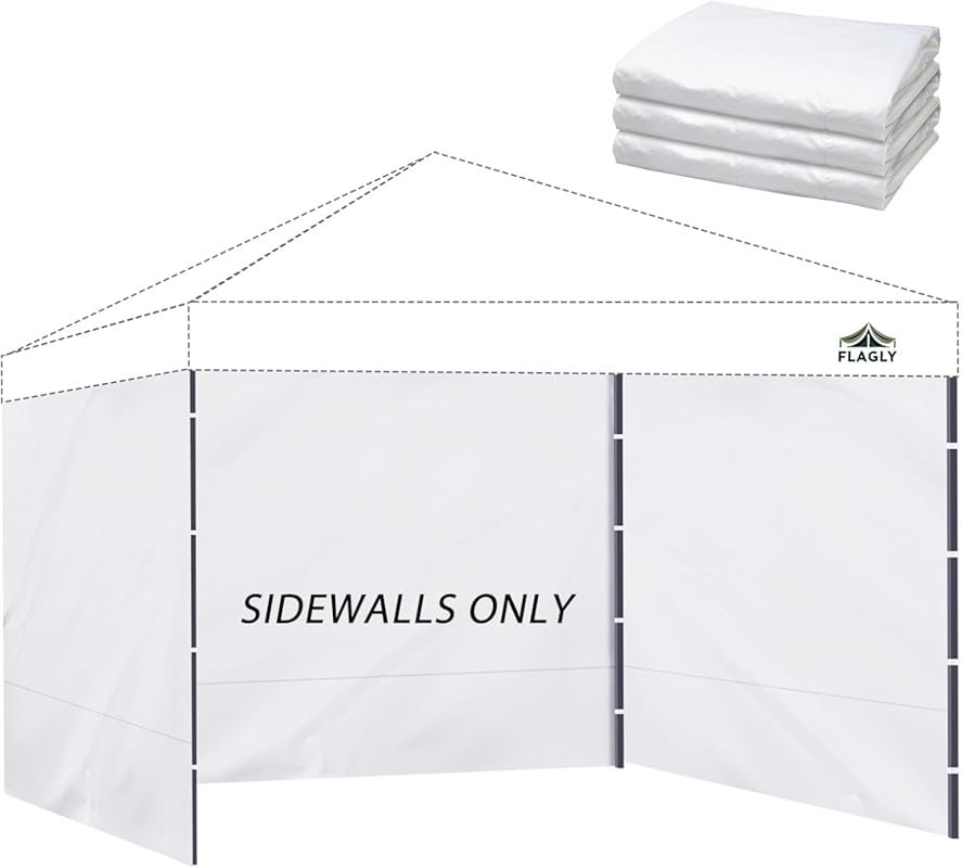 10x10ft 3-Piece White Pop Up Canopy Sidewalls, 300D Waterproof for Out