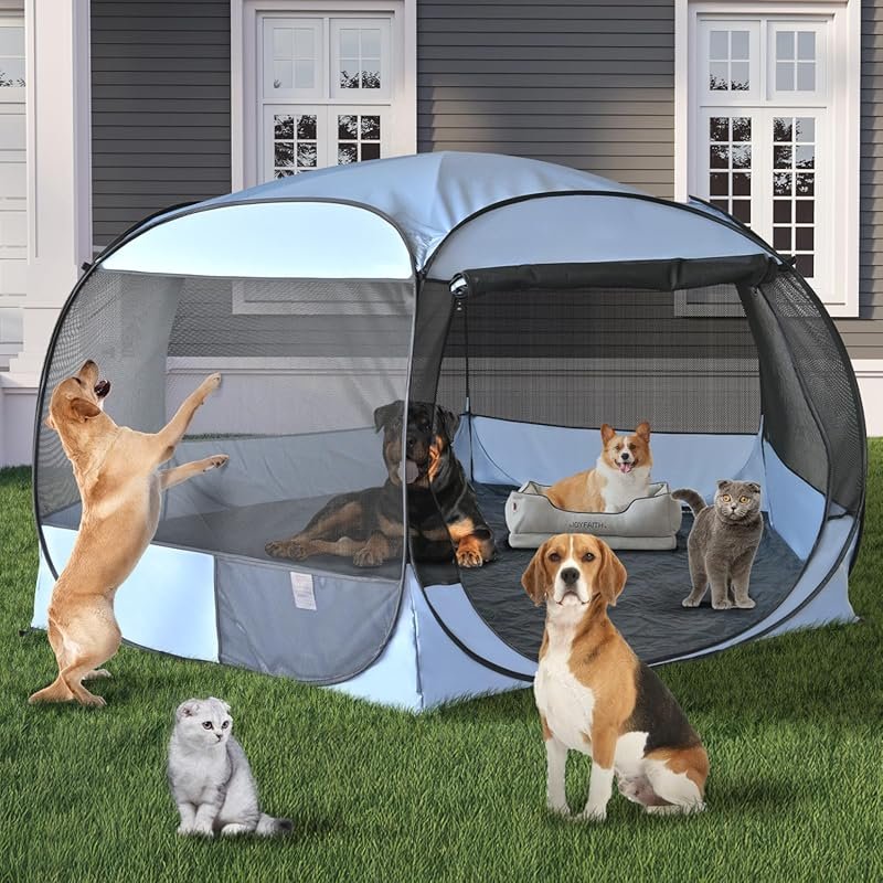 XXLarge Dog Playpen: Assembly-Free Gazebo Kennel Tent, Sun Shade Shelt