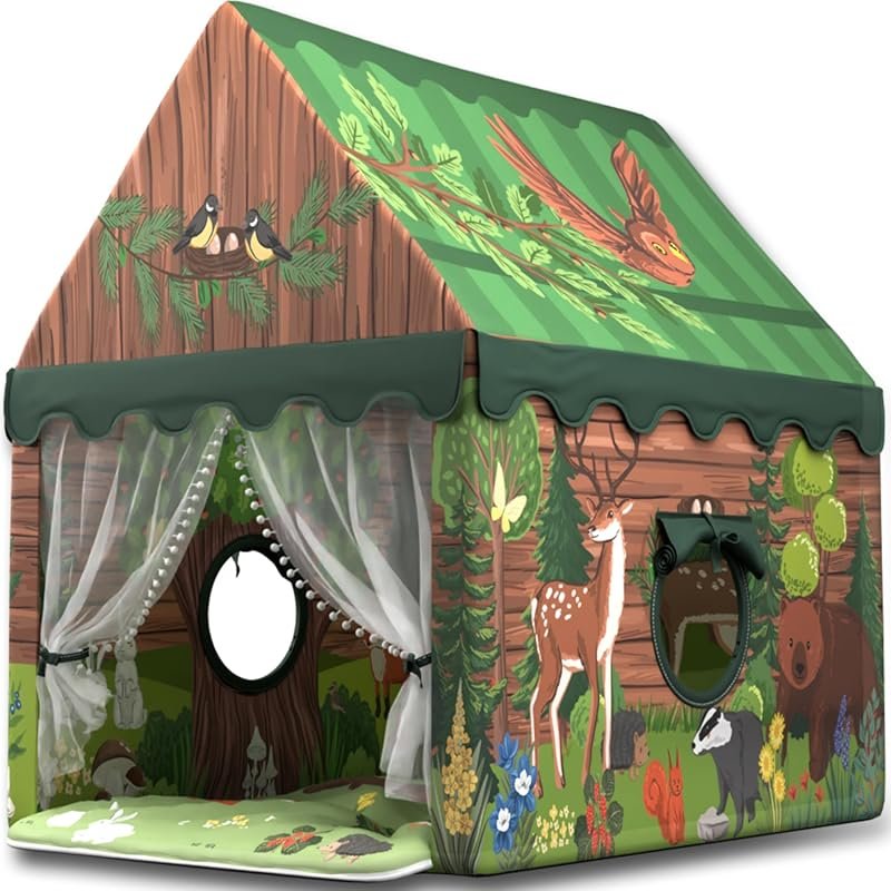 Large Woodland Nursery Kids Play Tent: Indoor Playhouse with Lights & 