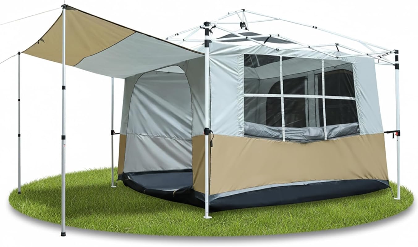REDCAMP 10'x10' Canopy Inner Tent, Converts Pop-Up Shelter to 4-6 Person Camping Tent, Vented Roof