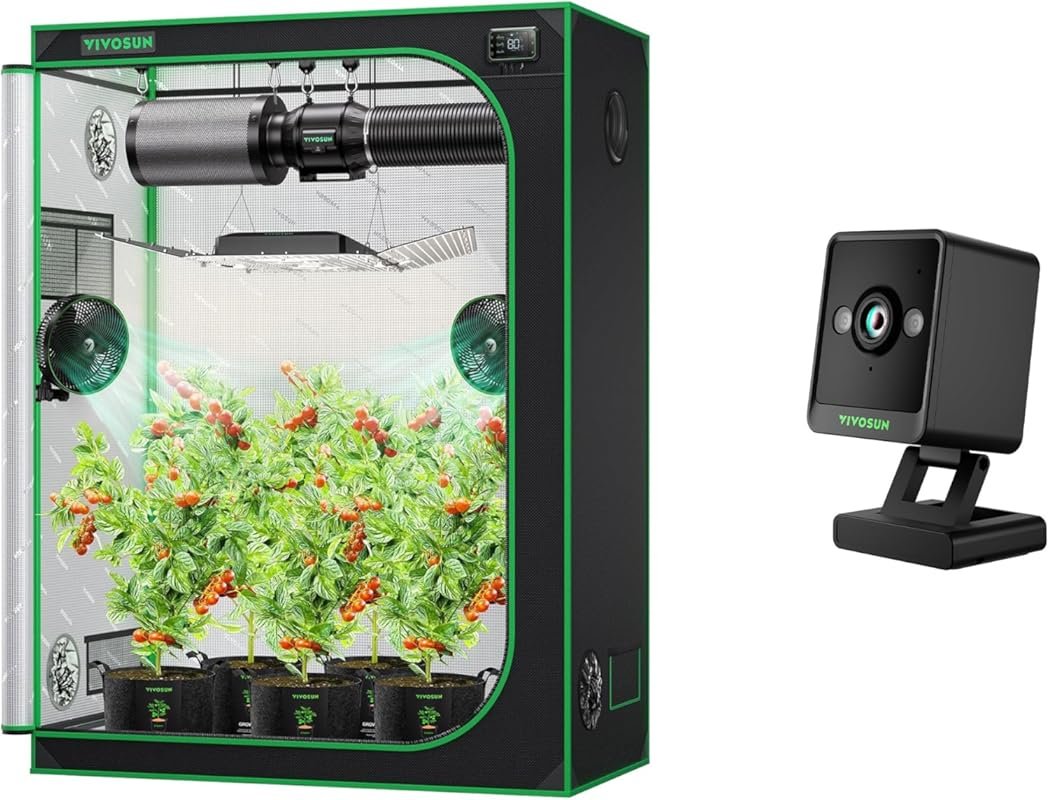 VIVOSUN S538 Grow Tent Kit with 2K QHD WiFi Smart GrowCam C4 and VGrow