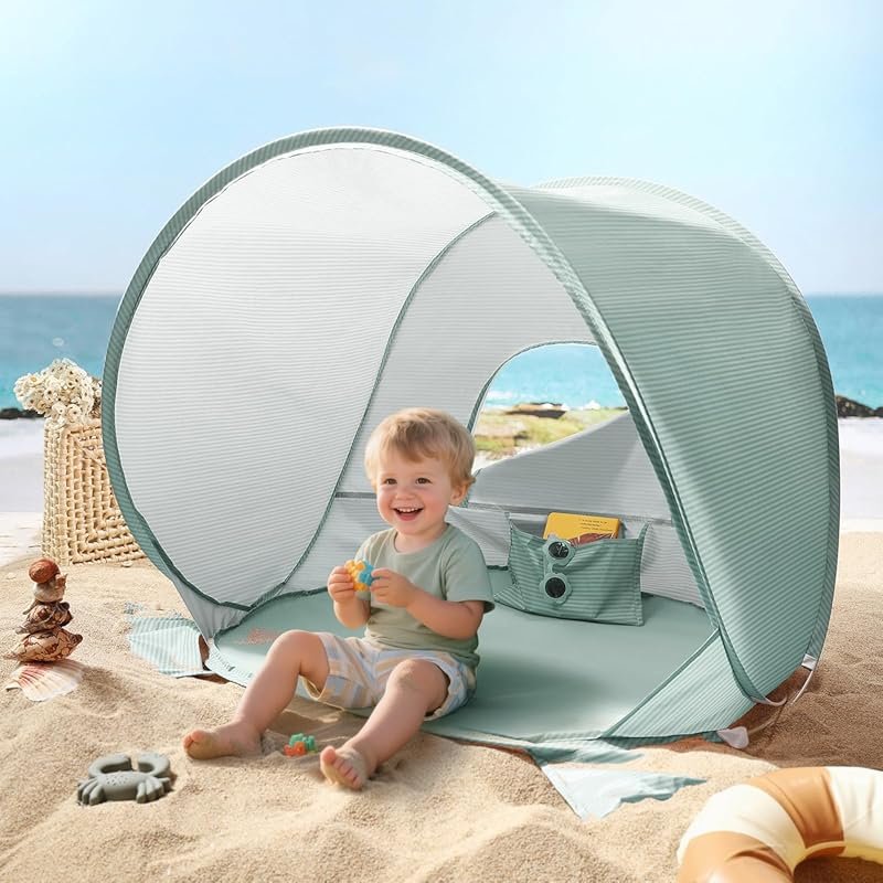 Tiny Land Baby Beach Tent with UV Protection, Portable Pop Up Sun Shel