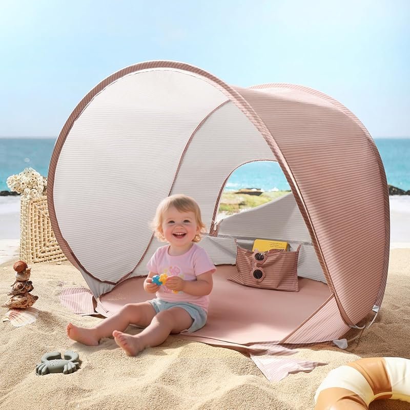 Tiny Land Baby Beach Tent with UV Protection, Portable Pop Up Sun Shel