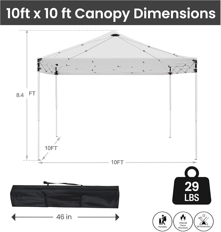 10x10ft Heavy Duty Waterproof Pop Up Canopy Tent for Outdoor Events an