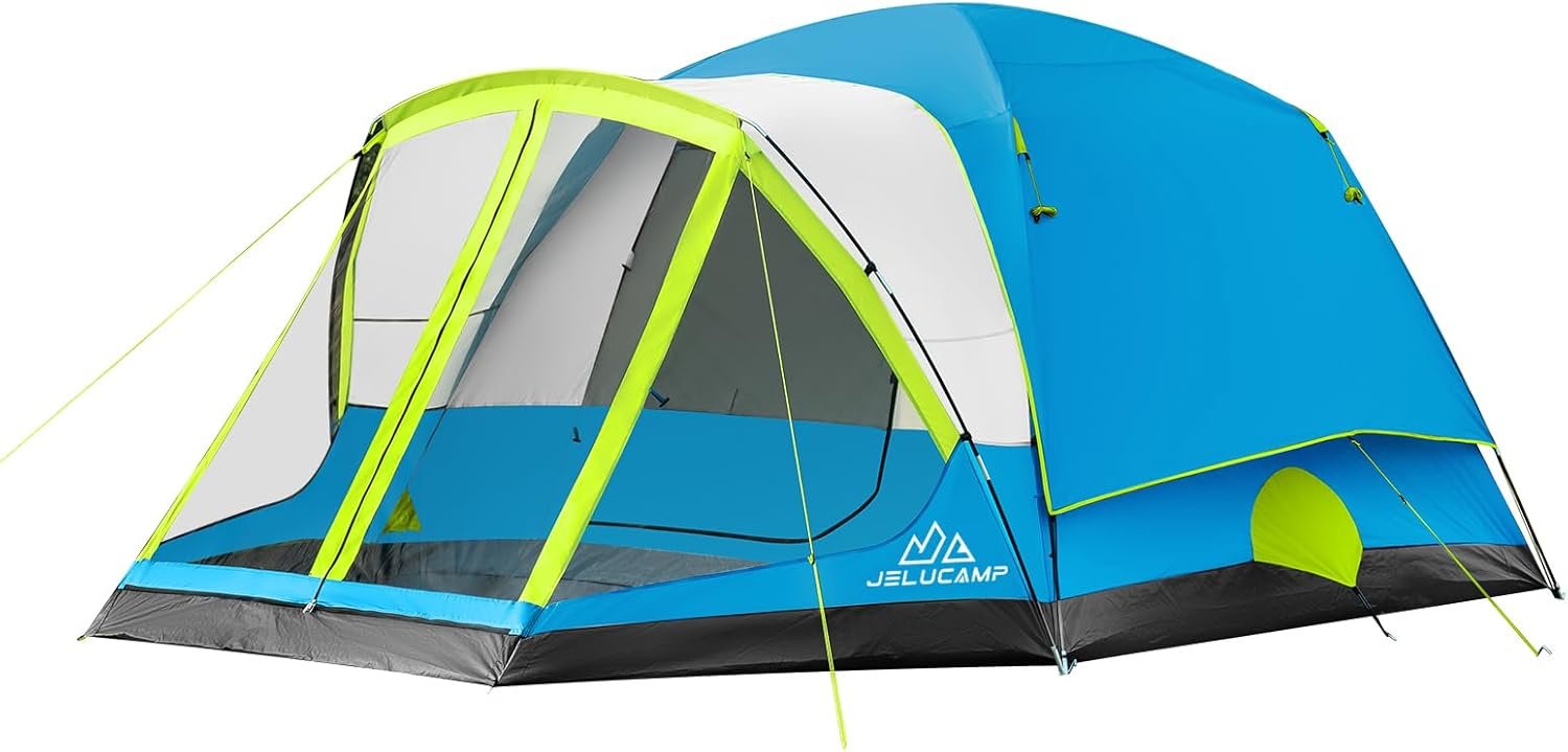 6/8 Person Large Waterproof Family Camping Tent with Screened Porch & 