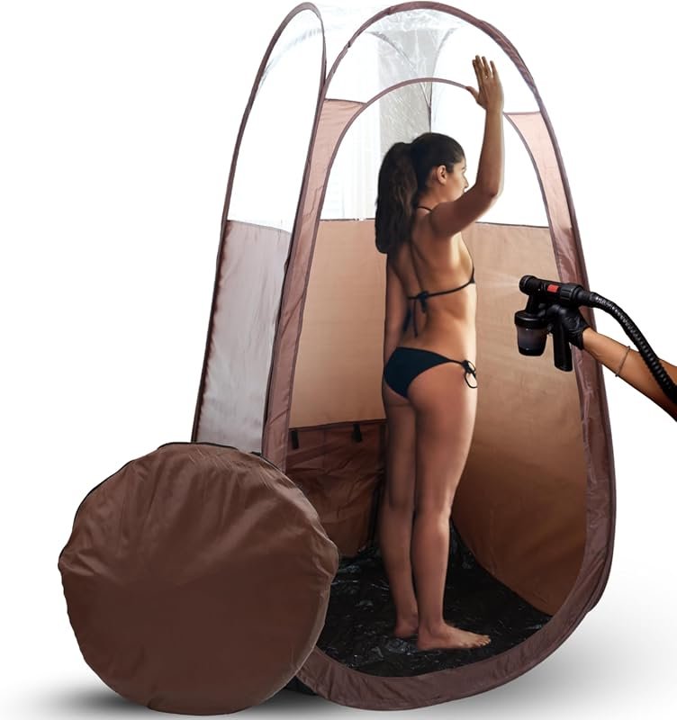 Large Deluxe Spray Tan Tent: Portable Pop Up Tanning Booth with Clear