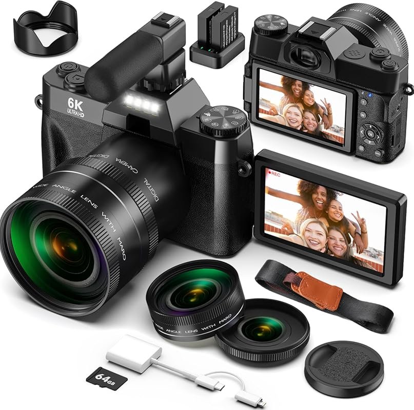 Yatao 6K 64MP Digital Camera for Photography & Vlogging with Flip Scre