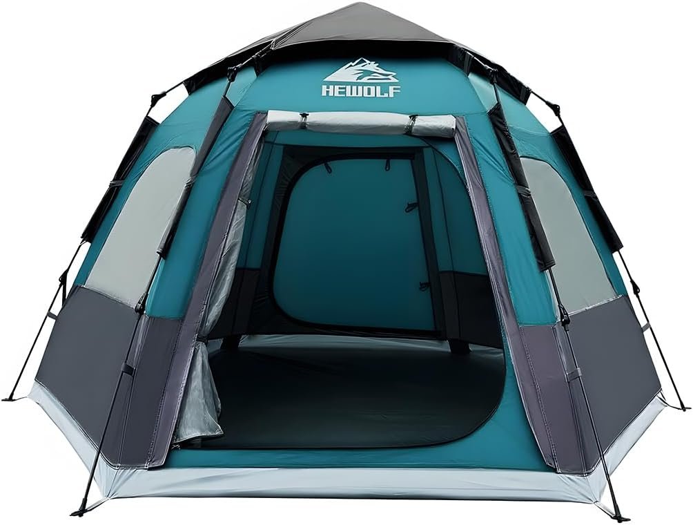 Hewolf 2-4 Person Instant Pop-Up Camping Tent: Waterproof, Easy Setup 