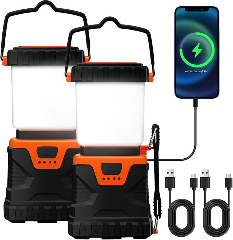 Rechargeable LED Camping Lanterns 2-Pack, 1000LM, 5 Modes, IP44 Waterp