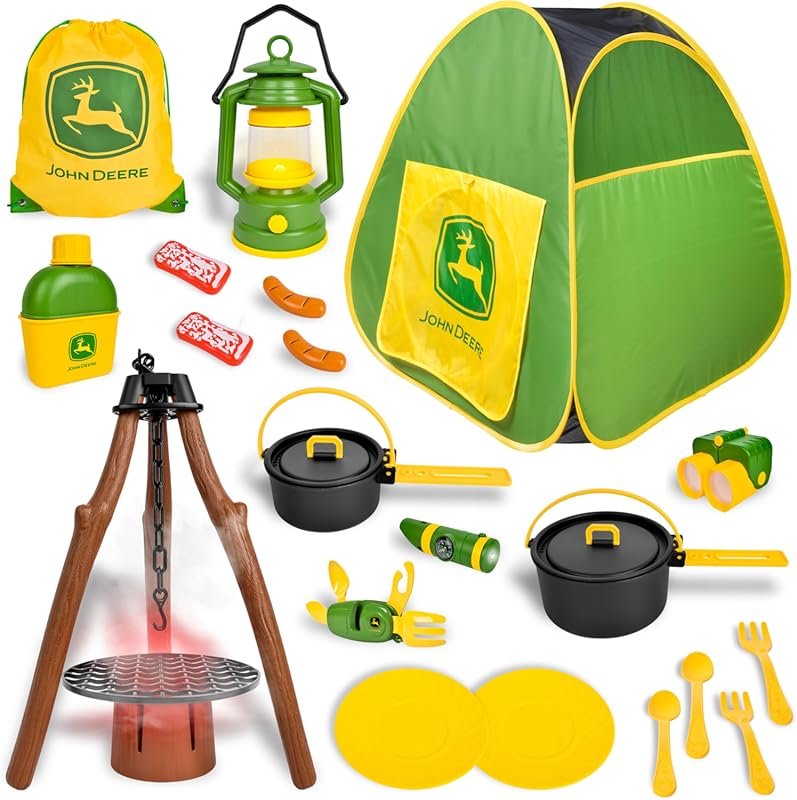 John Deere 18-Piece Pop-Up Camping Tent Set with Accessories for Indoo