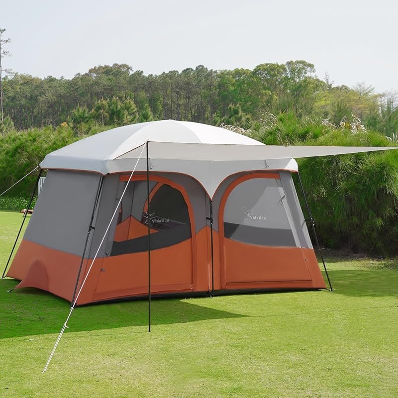 Vidalido 6-8 Person Camping Tent: Extended Vestibule, 2 Rooms, Waterpr