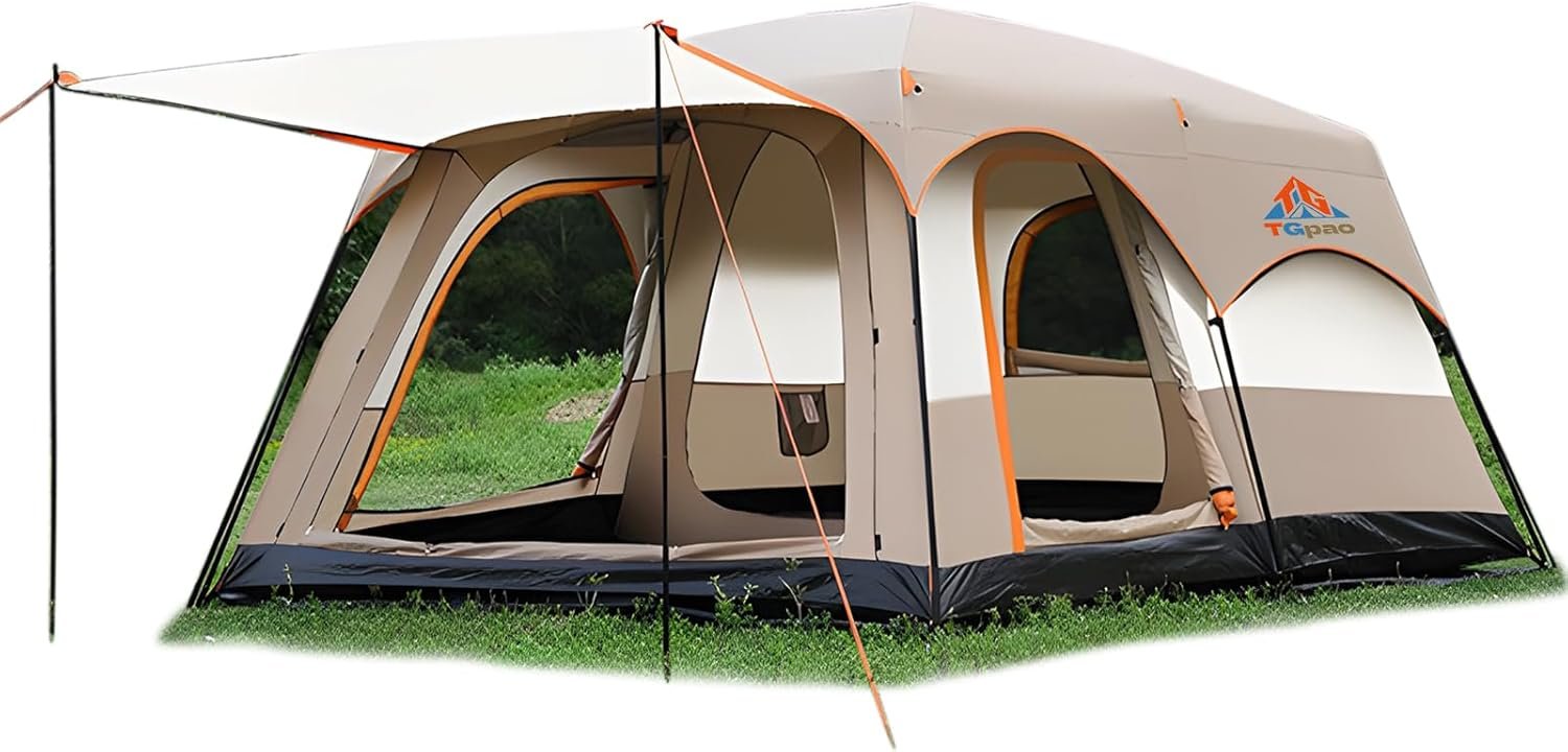 Standing Upright Camping Tent for 5-12 Persons: Multi-Room Waterproof 