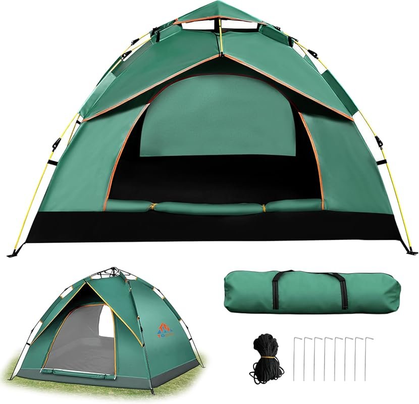 Quick Set Up 4-Person Waterproof Camping Tent with Bug Netting