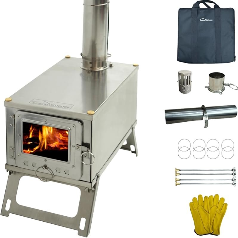 DANCHEL OUTDOOR S1 Small Hot Tent Stove: Portable, Collapsible, 6.5ft 