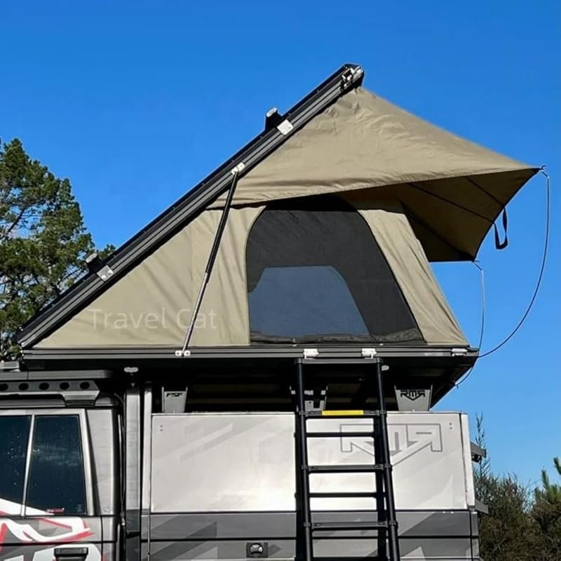 Travel Cat Hard Shell Rooftop Tent: 2-3 Person Hardshell with Skyview Window & LED Light for Jeep, SUV, Truck