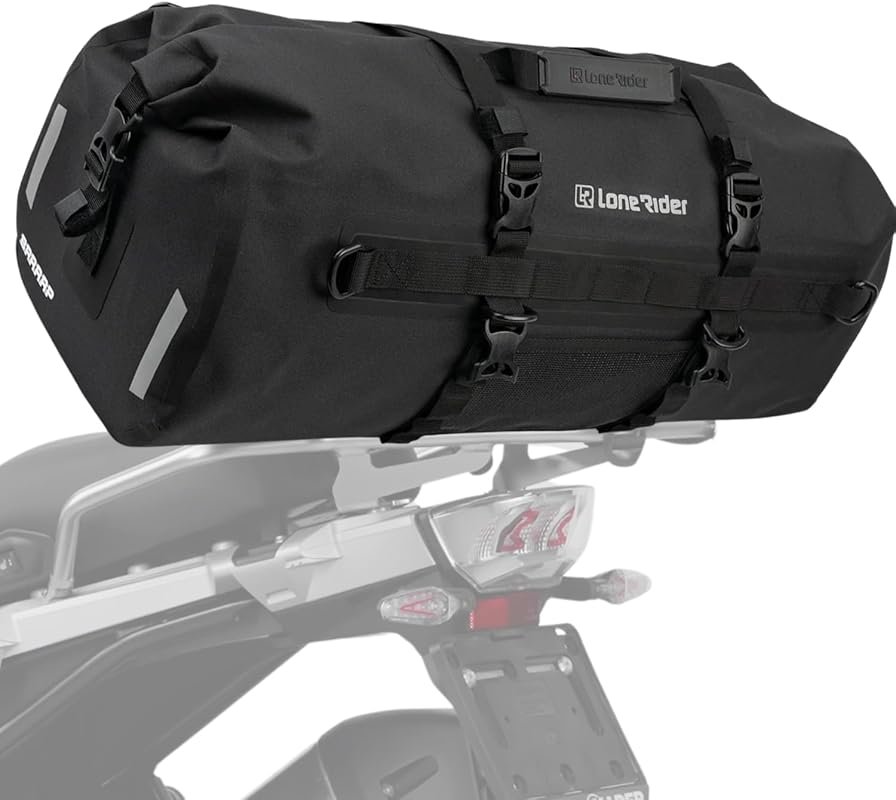 Lone Rider 30L Waterproof Motorcycle Tail Bag with Roll Top Dry Design