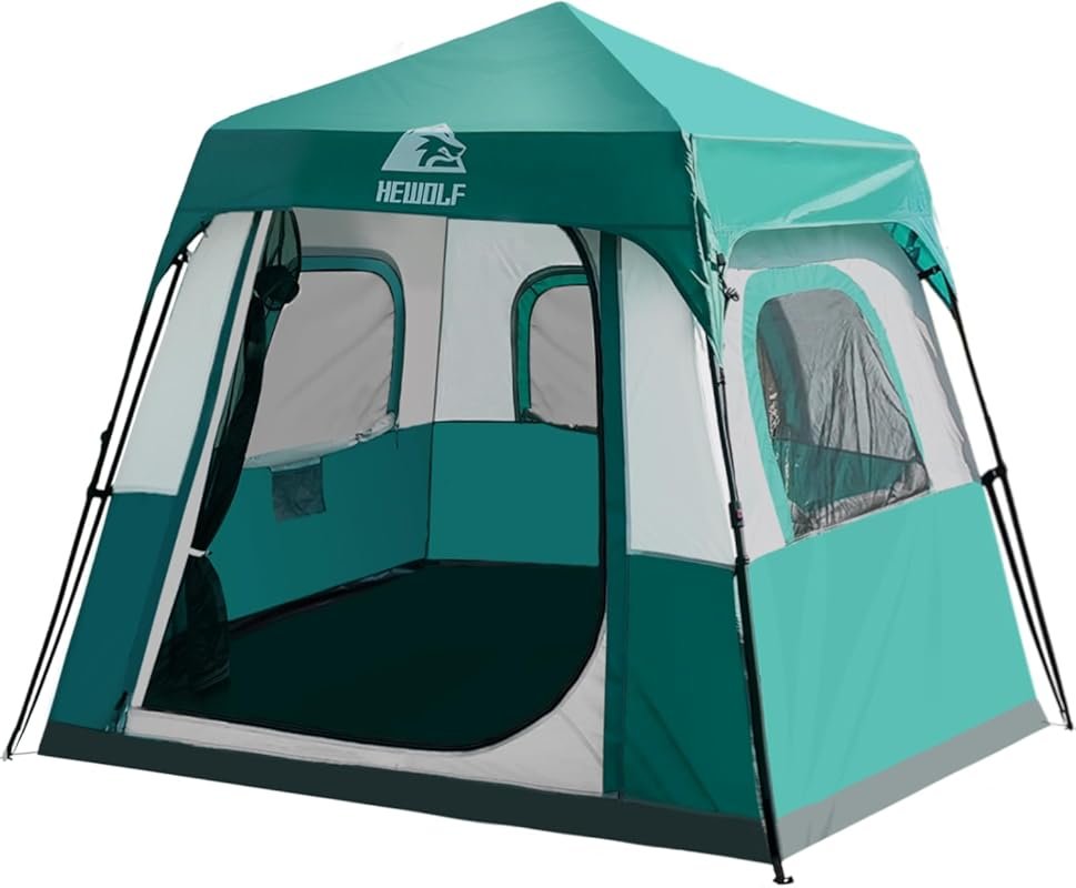 Hewolf 4-6 Person Instant Pop Up Camping Tent: Waterproof, 60-Second S