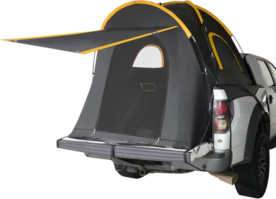 Blackout Pickup Truck Tent with Awning: Portable 5.5-6.5ft Waterproof 