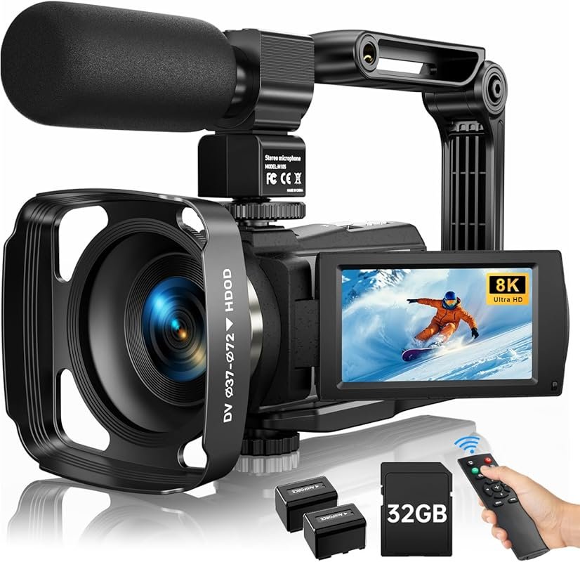 8K Video Camera Camcorder 2025 Latest, 88MP Ultra HD, WiFi Vlogging, 1