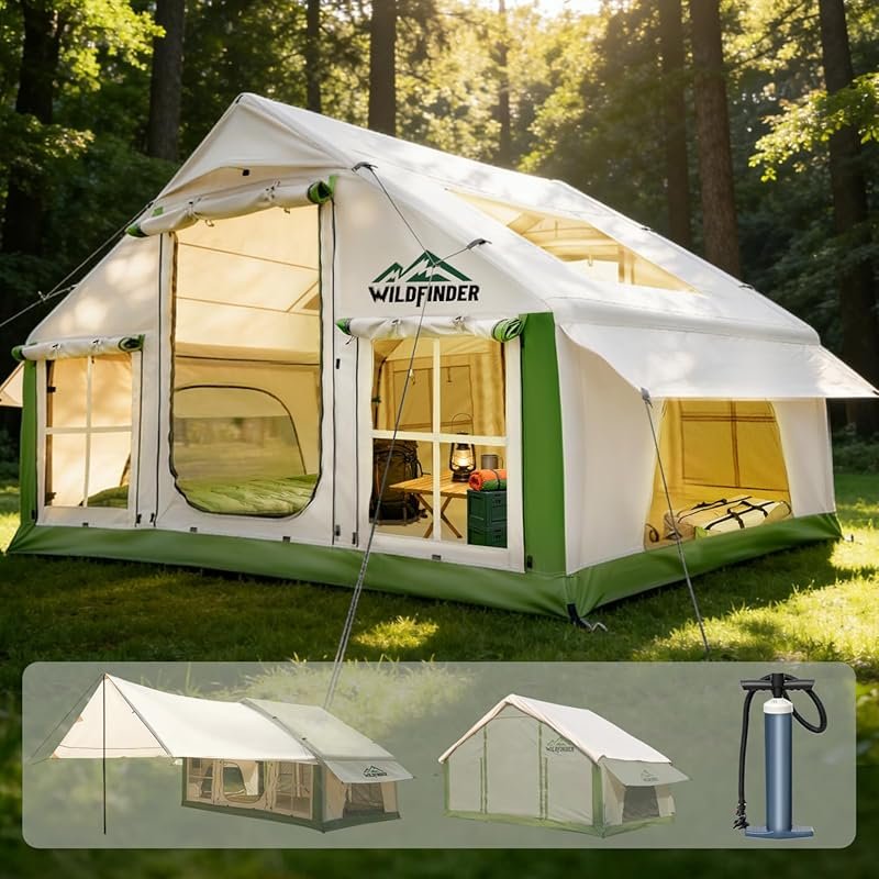 4-6 Person Inflatable Camping Tent: Quick Setup Blow Up with Skylight,